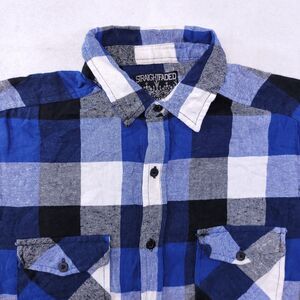 Straightfaded Gingham Flannel Long Sleeve Button Up Shirt Mens Size M Blue